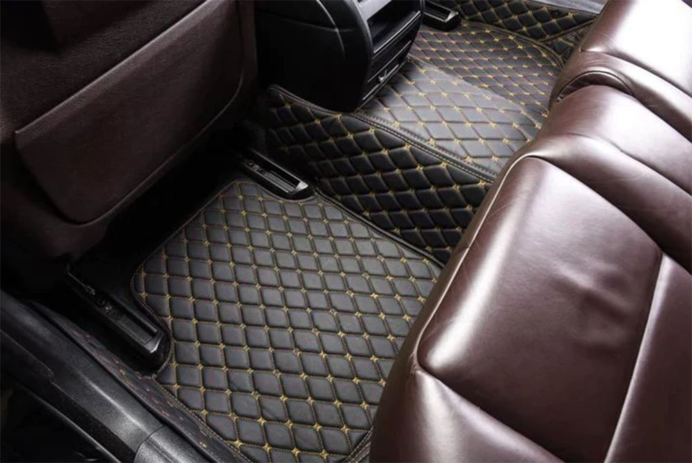 Discount Black and Yellow Stitching Custom Diamond Car Mats