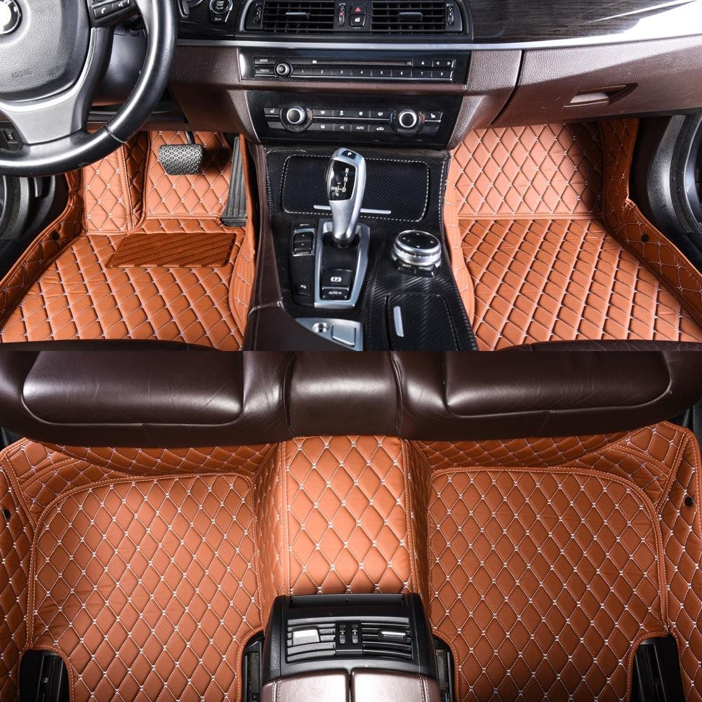 Discount Brown Luxury Leather Diamond Car Mats