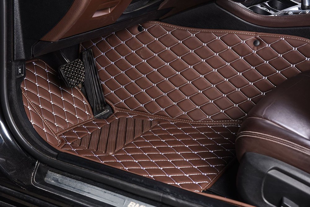 Discount Dark Brown Luxury Leather Diamond Car Mats