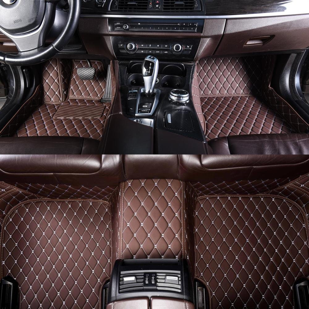 Discount Dark Brown Luxury Leather Diamond Car Mats