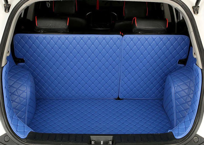 Discount Blue Full Cover Luxury Leather Diamond Trunk Car Mats