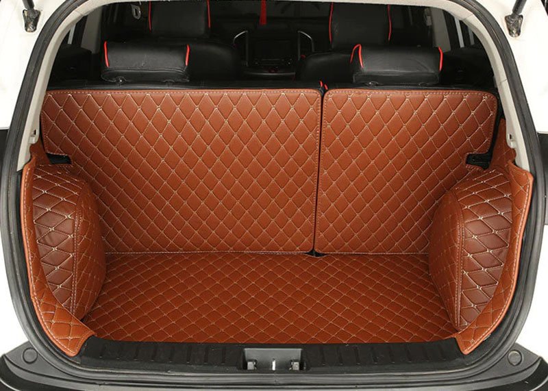 Discount Brown Full Cover Luxury Leather Diamond Trunk Car Mats
