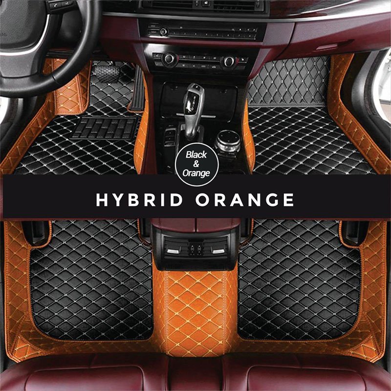 Black and Orange Hybrid Mode Premium Diamond Car Mats for BMW M2
