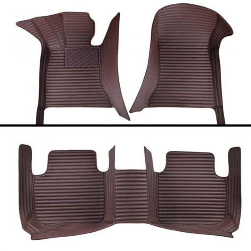 Discount Dark Brown Luxury Leather Stripe Car Mats
