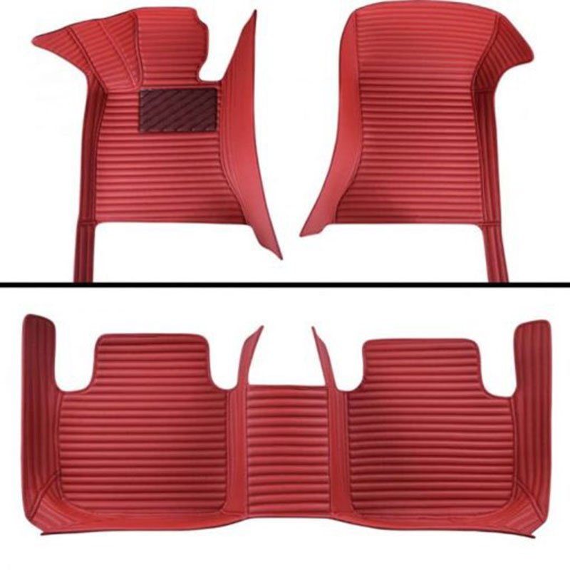 Discount Maroon Luxury Leather Stripe Car Mats