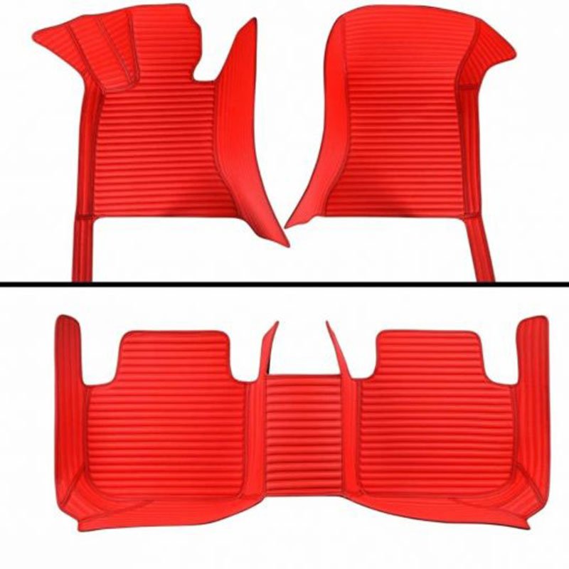 Discount Red Luxury Leather Stripe Car Mats